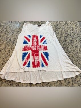 Women’s White Tank Top with Union Jack Graphic